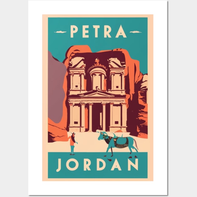 A Vintage Travel Art of Petra - Jordan Wall Art by goodoldvintage